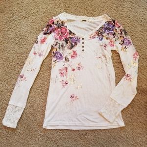 Floral Lace Miss Me Long Sleeve Shirt